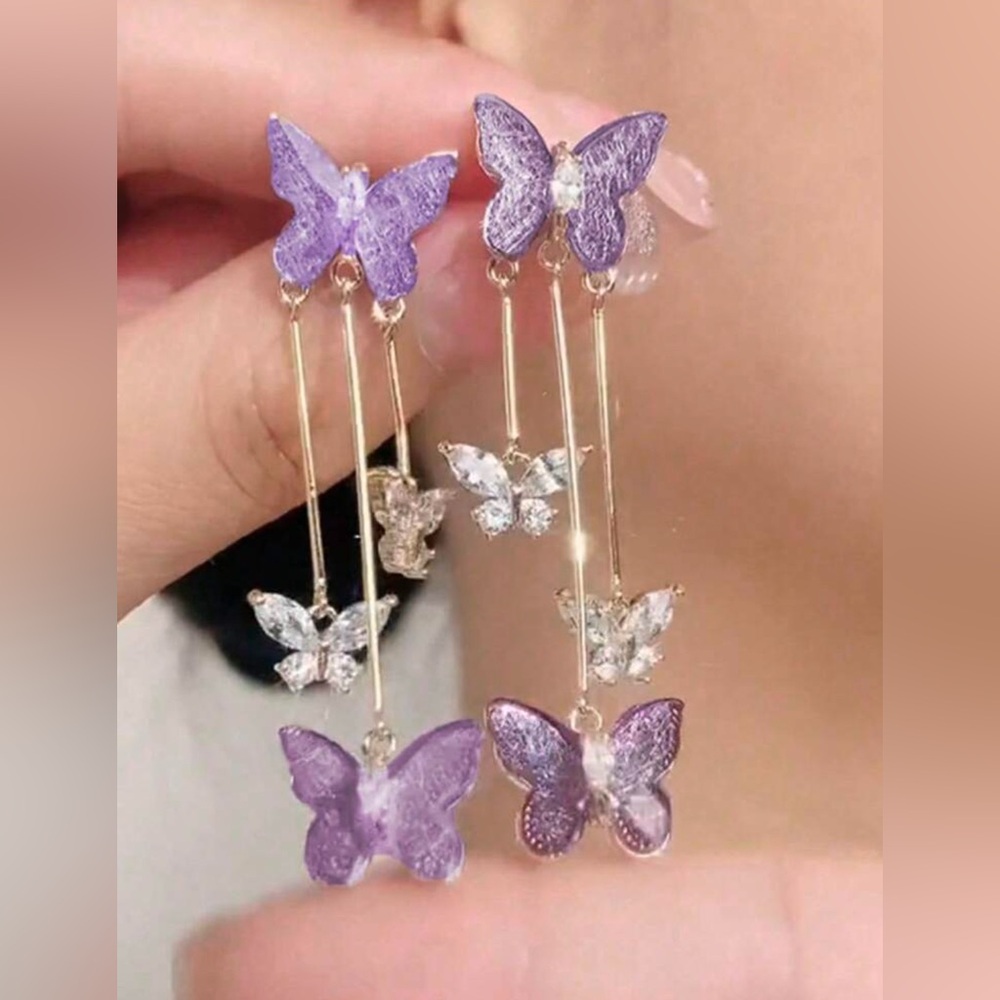 Elegant Purple Butterfly Earrings